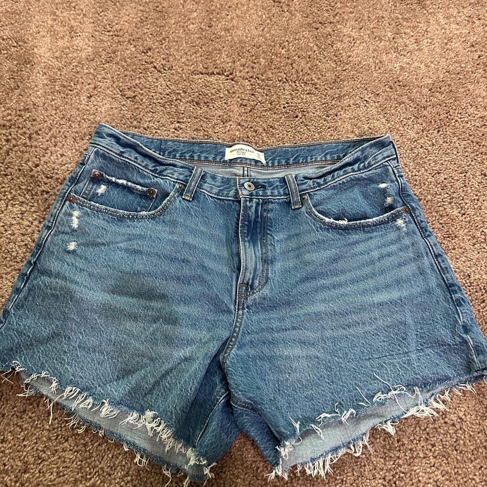 Abercrombie & Fitch Blue Jean Shorts Distressed Frayed Hem